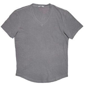 Buck Mason Men's Slub Curved Hem V-Neck Made in USA Tee T-Shirt in Harbor Venice